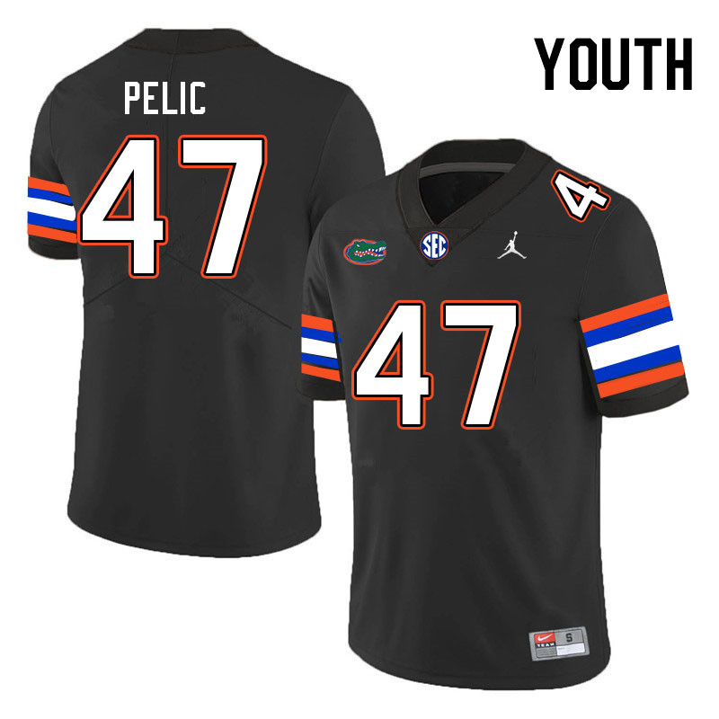 Youth #47 Justin Pelic Florida Gators College Football Jerseys Stitched-Black